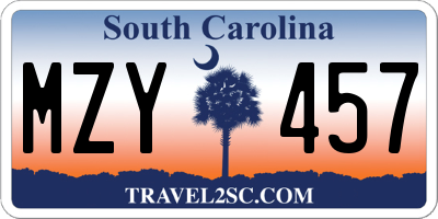 SC license plate MZY457