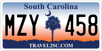 SC license plate MZY458