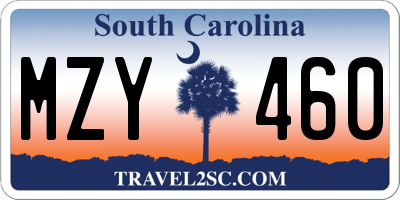 SC license plate MZY460