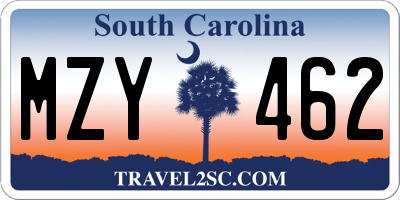 SC license plate MZY462