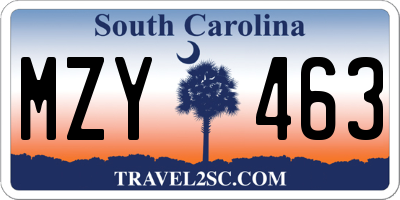 SC license plate MZY463