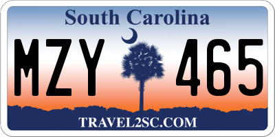 SC license plate MZY465