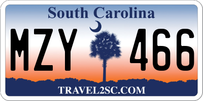 SC license plate MZY466