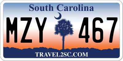SC license plate MZY467