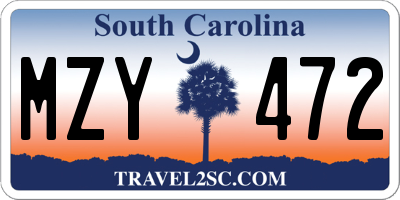 SC license plate MZY472