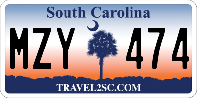 SC license plate MZY474