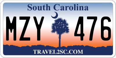 SC license plate MZY476