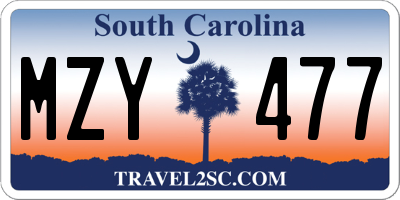 SC license plate MZY477