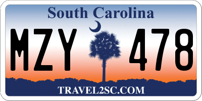 SC license plate MZY478