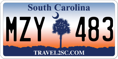 SC license plate MZY483