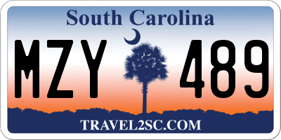 SC license plate MZY489