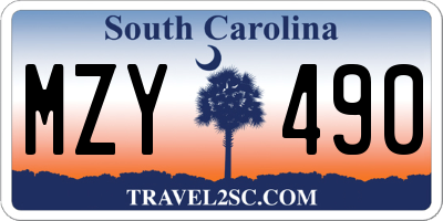 SC license plate MZY490