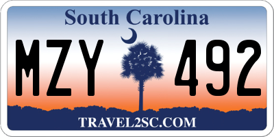 SC license plate MZY492