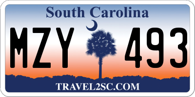 SC license plate MZY493
