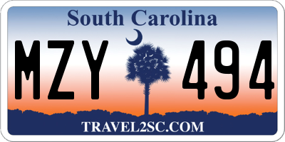 SC license plate MZY494
