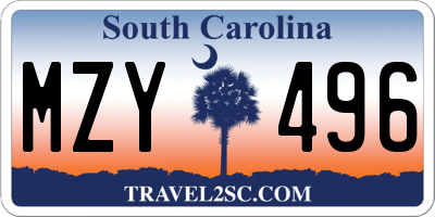 SC license plate MZY496
