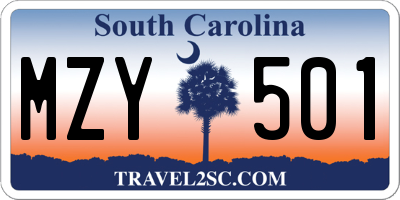 SC license plate MZY501