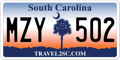 SC license plate MZY502