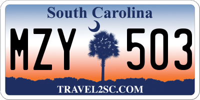 SC license plate MZY503
