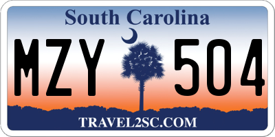 SC license plate MZY504