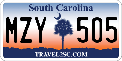 SC license plate MZY505