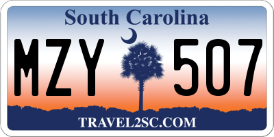 SC license plate MZY507