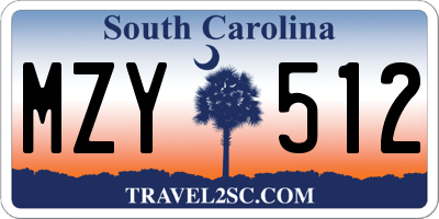 SC license plate MZY512