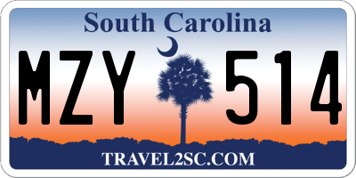 SC license plate MZY514