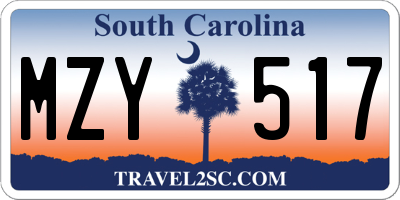 SC license plate MZY517