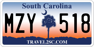 SC license plate MZY518