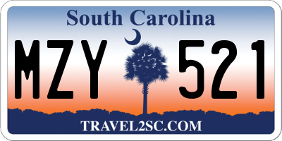 SC license plate MZY521