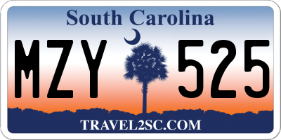 SC license plate MZY525