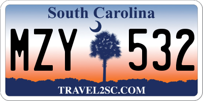 SC license plate MZY532