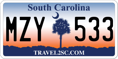 SC license plate MZY533