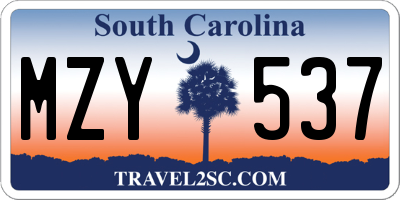 SC license plate MZY537