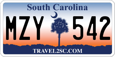 SC license plate MZY542