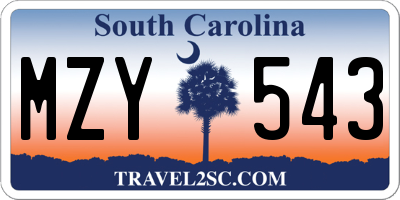 SC license plate MZY543