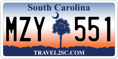 SC license plate MZY551