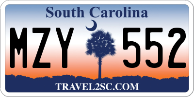SC license plate MZY552