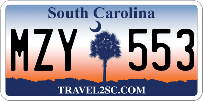 SC license plate MZY553