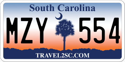SC license plate MZY554