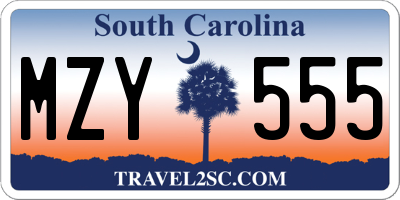 SC license plate MZY555