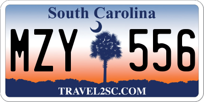 SC license plate MZY556