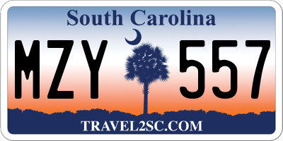 SC license plate MZY557