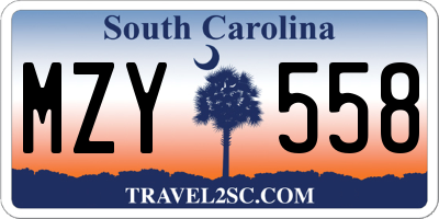 SC license plate MZY558