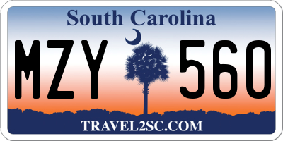 SC license plate MZY560