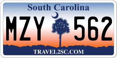 SC license plate MZY562