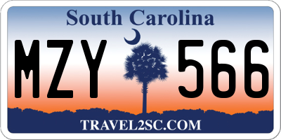 SC license plate MZY566