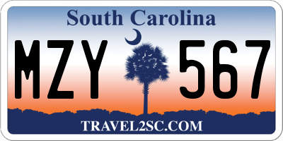 SC license plate MZY567