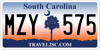 SC license plate MZY575
